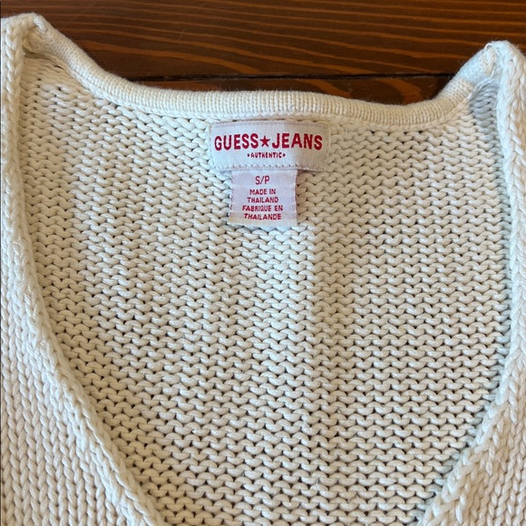 Vintage Guess Jeans - V-Neck Cream Knit Sweater - Size S - Picture 4 of 16